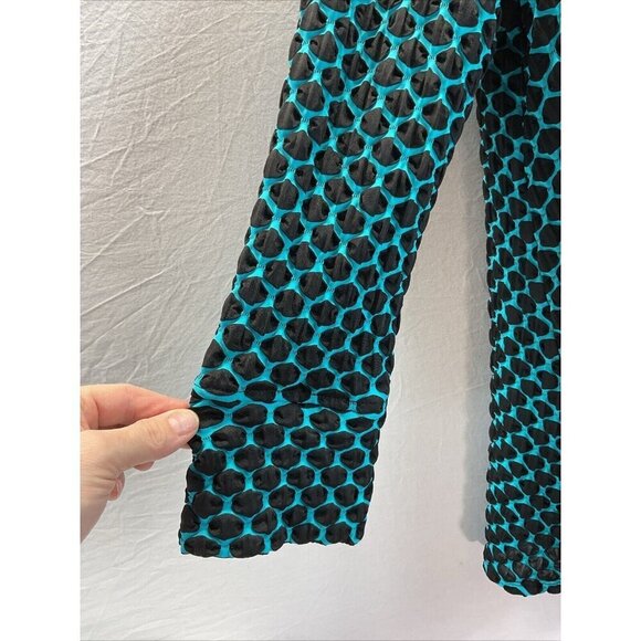 IC BY CONNIE K Black and Blue polka dot Tunic Top-Size M‎ trapeze swing long slv - Picture 4 of 10